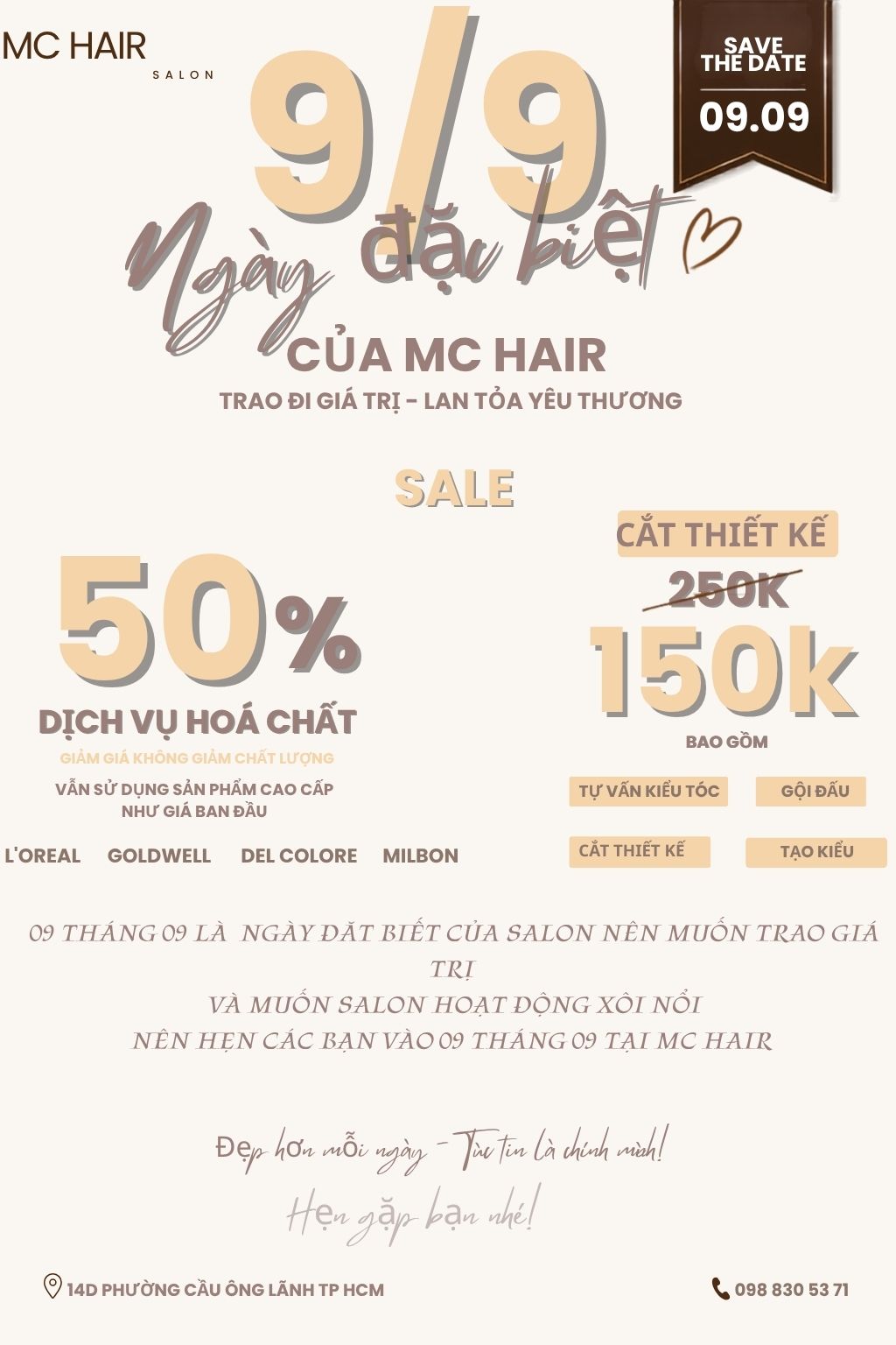  9 THÁNG 9 GIẢM 50% DỊCH VỤ HÓA CHẤT